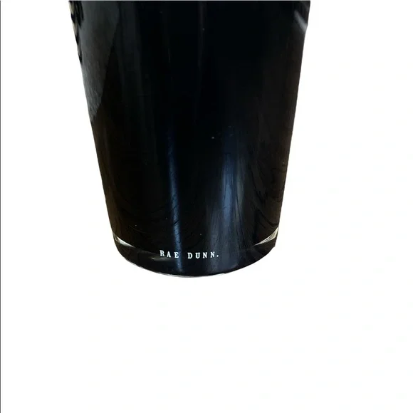 New Rae Dunn “EYES” Black Glass Make Up Holder with White Print - Picture 3 of 4